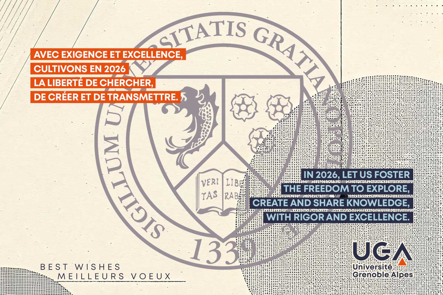 L'illustration de la carte de voeux 2026 de l'Université Grenoble Alpes.
